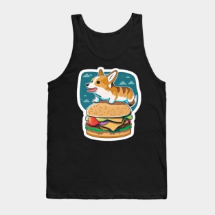 Corgi on a Burger Tank Top